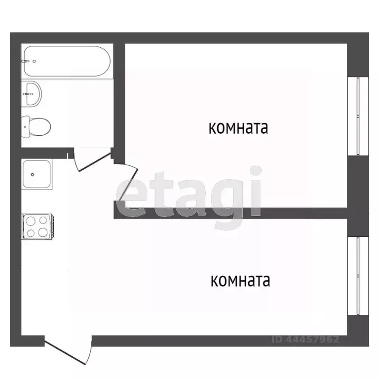 2-к кв. Челябинская область, Челябинск ул. Чайковского, 9а (35.3 м) - Фото 1