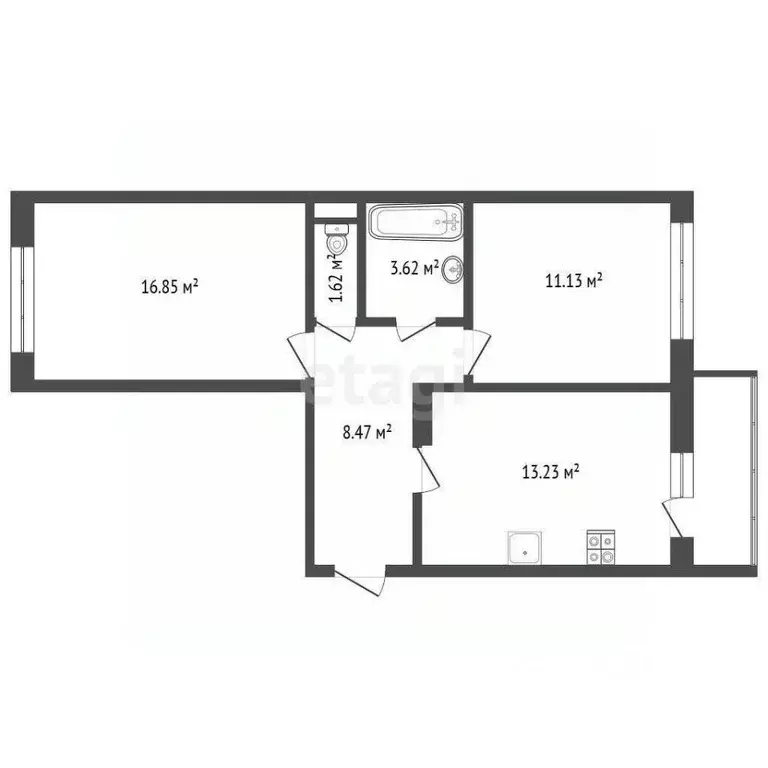 2-к кв. Ярославская область, Ярославль ул. Брагинская, 18к4 (54.9 м) - Фото 1