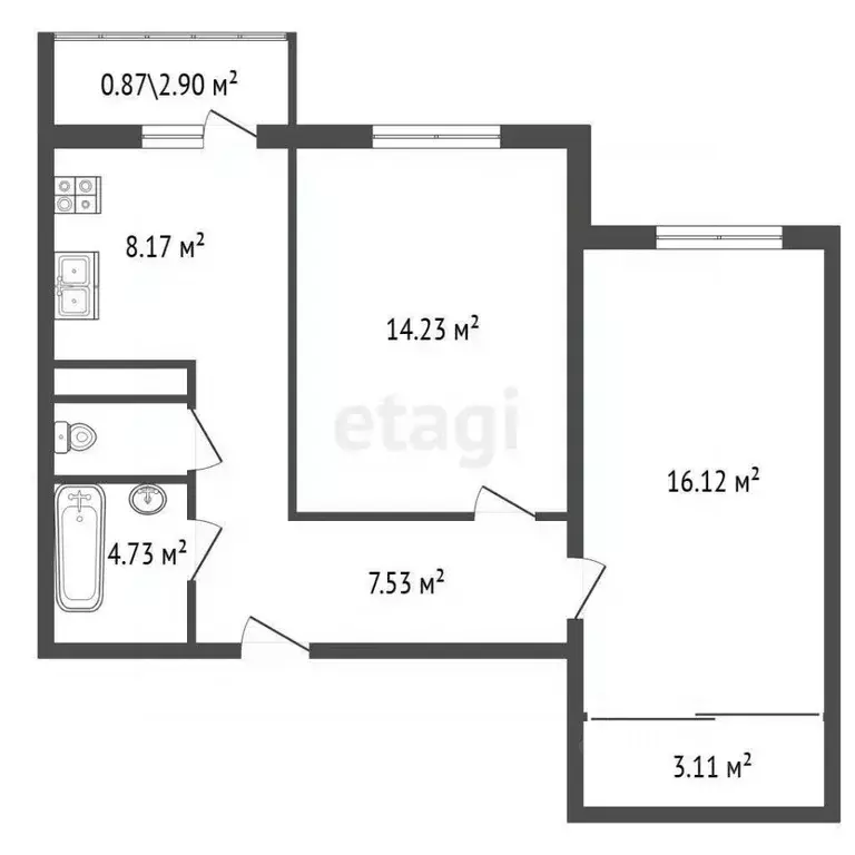 2-к кв. Ленинградская область, Кудрово г. Всеволожский район, ... - Фото 2