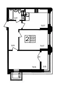 2-к кв. Севастополь ш. Балаклавское, 17 (57.04 м) - Фото 1
