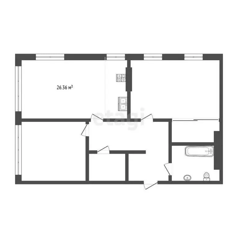 2-комнатная квартира: Дударева, улица Сергея Джанбровского, 6 (85.4 м) - Фото 1