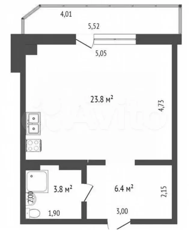 Квартира-студия, 32,8 м, 6/9 эт. - Фото 0