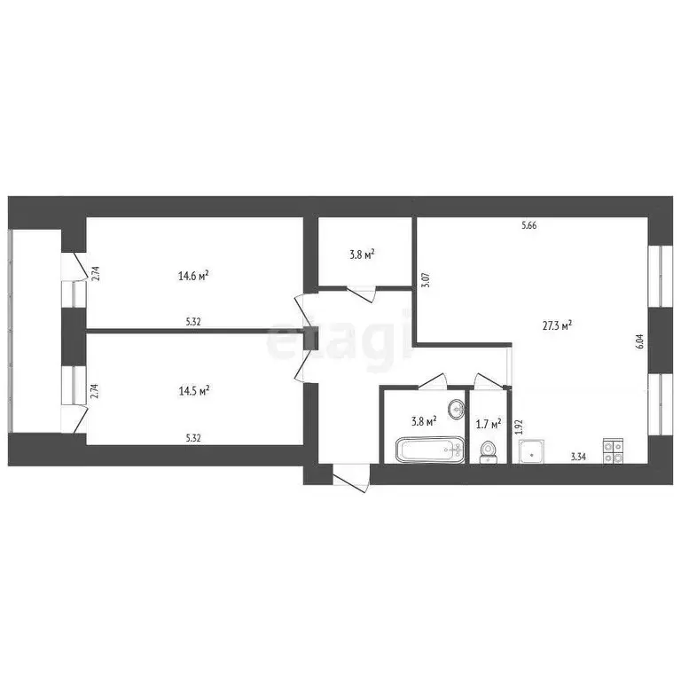 3-комнатная квартира: Калуга, улица Гурьянова, 69к2 (75 м) - Фото 1