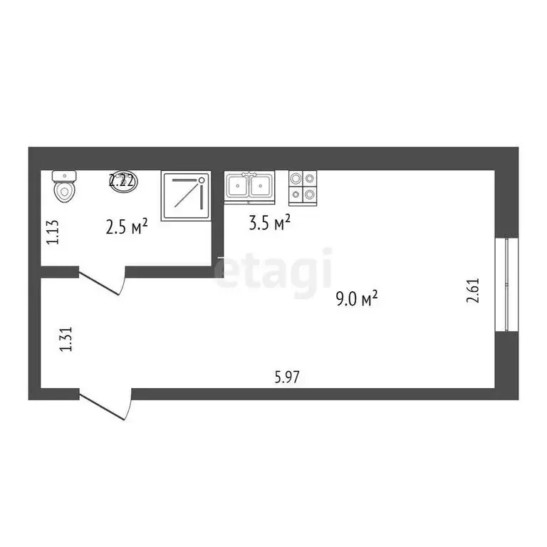 Квартира-студия: Анапа, микрорайон Алексеевка, Ленинградская улица, 56 ... - Фото 1