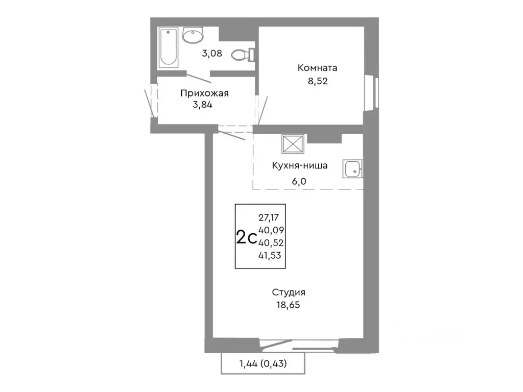 2-к кв. Челябинская область, Челябинск Нефтебазовая ул., 1-13 (40.52 ... - Фото 0