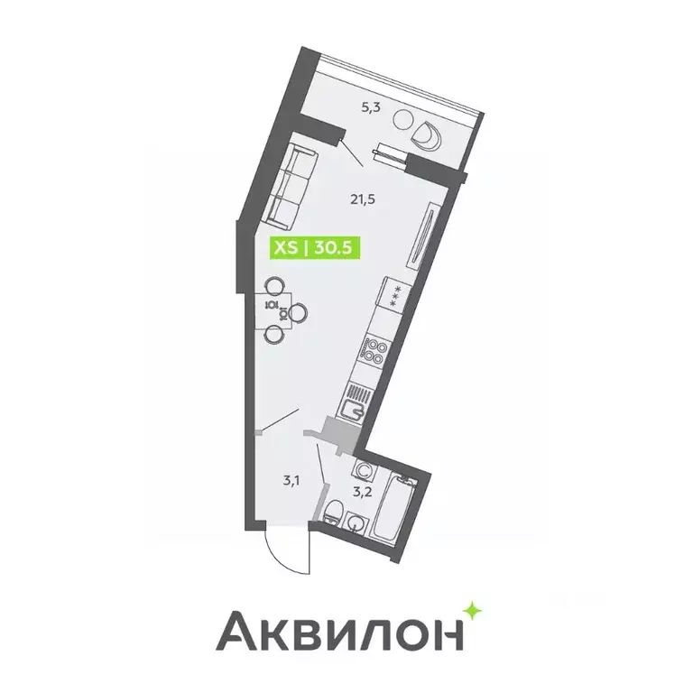 Студия Санкт-Петербург ул. Чирикова, 5 (30.5 м) - Фото 0