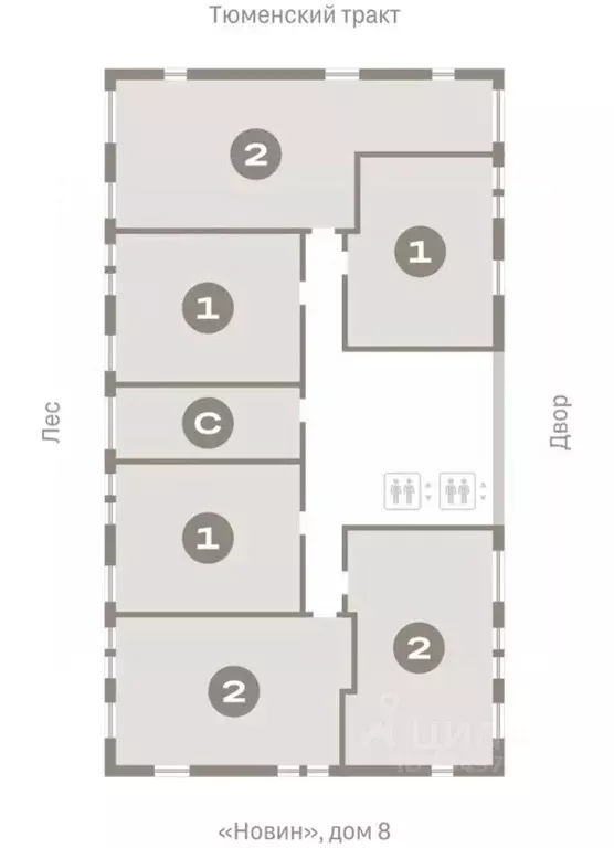 2-к кв. Ханты-Мансийский АО, Сургут 35-й мкр, Квартал Новин жилой ... - Фото 2