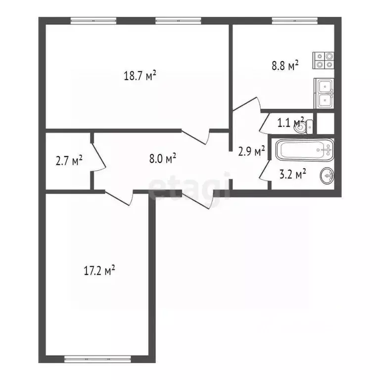 2-к кв. санкт-петербург просп. маршака, 14к2 (62.6 м) - Фото 1