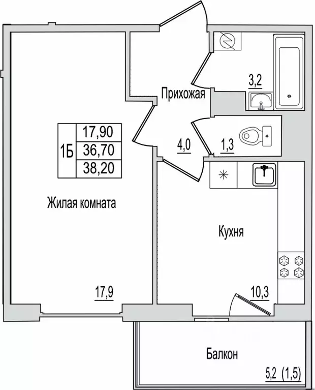1-к кв. Псковская область, Псков ул. Юности, 10к2 (38.2 м) - Фото 1