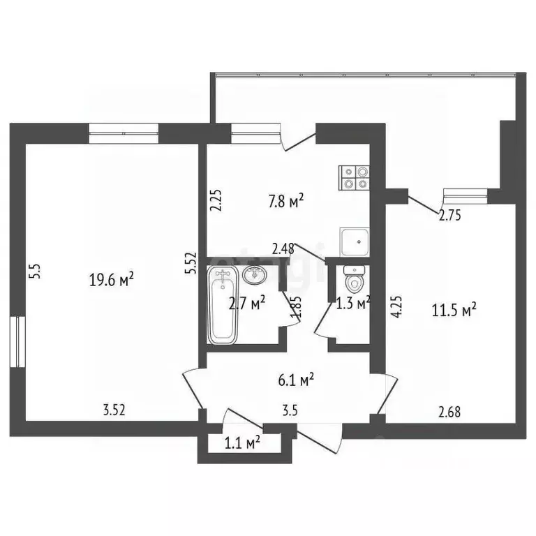 2-к кв. Крым, Феодосия ул. Челнокова, 68 (50.1 м) - Фото 1