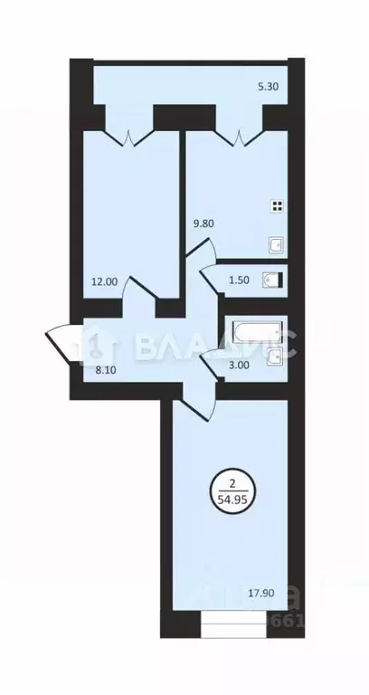 2-к кв. Владимирская область, Владимир ул. Мира, 2В (52.5 м) - Фото 2