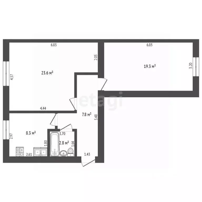 2-к кв. Тюменская область, Ялуторовский муниципальный округ, с. ... - Фото 2