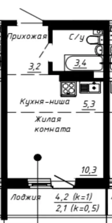 Студия Новосибирская область, Новосибирск Бронная ул., 22/1 (27.0 м) - Фото 0