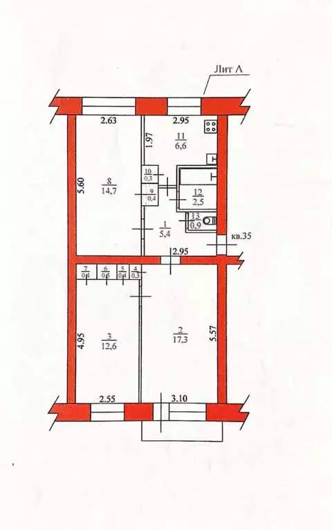 3-к кв. Архангельская область, Вельск Октябрьская ул., 46 (62.3 м) - Фото 1