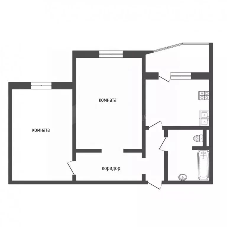 2-к кв. Тюменская область, Тюмень ул. Федюнинского, 56к1 (58.8 м) - Фото 1