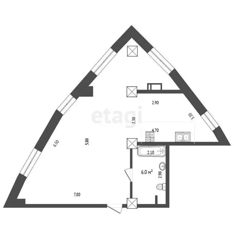 1-комнатная квартира: Тюмень, Профсоюзная улица, 56 (41 м) - Фото 0