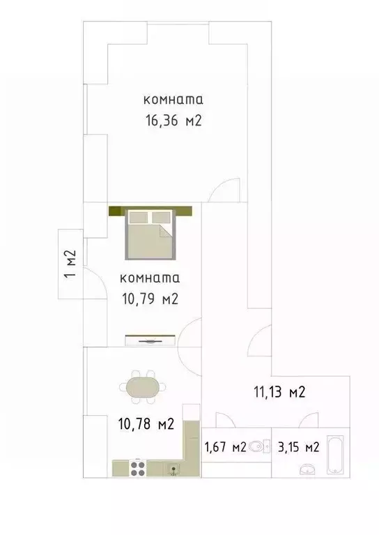 2-к кв. Ленинградская область, Кудрово г. Всеволожский район, ... - Фото 1