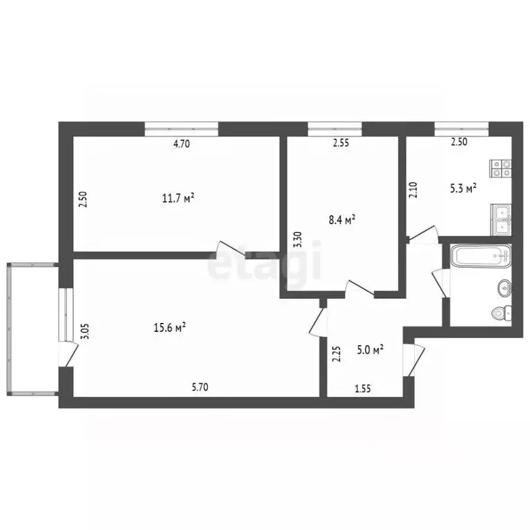 3-к кв. Крым, Симферополь ул. Киевская (49.3 м) - Фото 2