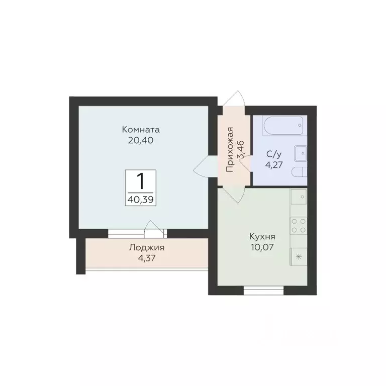 1-к кв. Самарская область, Самара ул. Советской Армии, 242 (40.39 м) - Фото 1