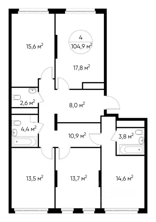 4-к кв. Москва Переделкино Ближнее мкр, 13-й кв-л,  (104.9 м) - Фото 0