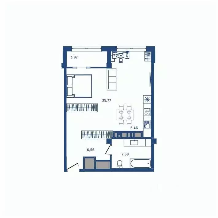 1-к кв. Челябинская область, Челябинск ул. Энгельса, 6 (55.7 м) - Фото 1