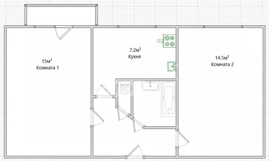 2-к кв. Пензенская область, Пенза ул. Попова, 48 (44.8 м) - Фото 2