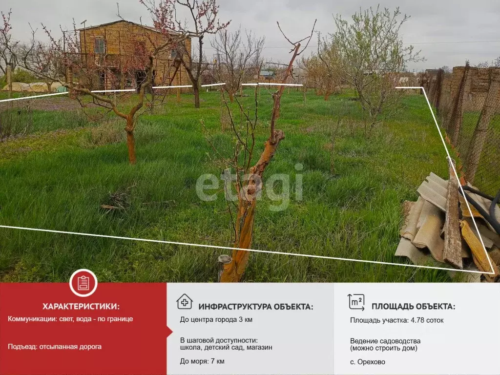 Участок в Крым, Сакский район, с. Орехово, Овощевод СНТ ул. Озерная ... - Фото 0