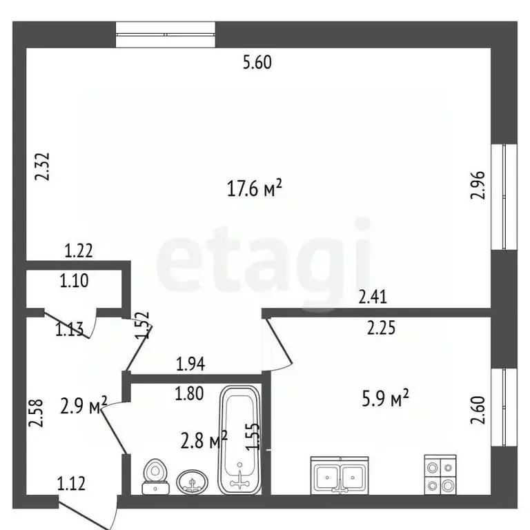1-к кв. Башкортостан, Стерлитамак ул. Худайбердина, 178 (29.8 м) - Фото 2