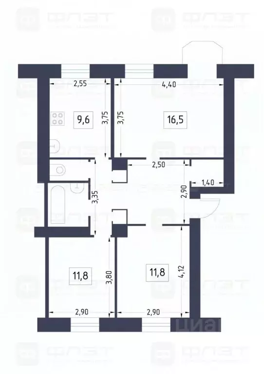 Комната Татарстан, Казань Индустриальная ул., 11 (11.0 м) - Фото 1