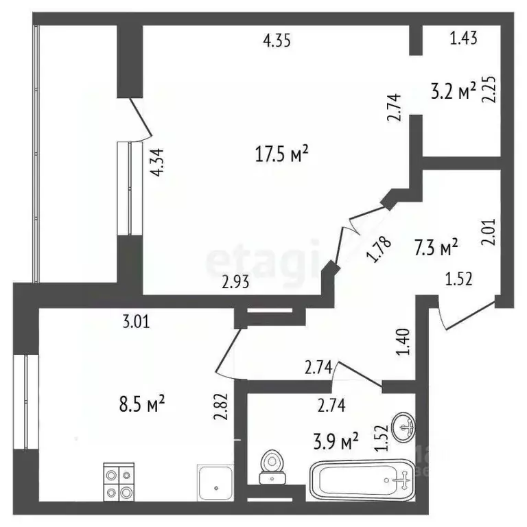 1-к кв. Тюменская область, Тобольск ул. 4-я Северная, 10 (40.0 м) - Фото 2
