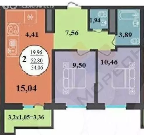 2-комнатная квартира: Краснодар, Колхозная улица, 5/1 (52.8 м) - Фото 0