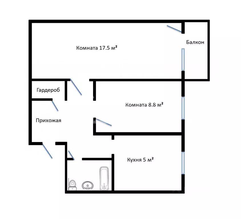 2-к кв. Красноярский край, Красноярск Кольцевая ул., 28 (42.2 м) - Фото 1