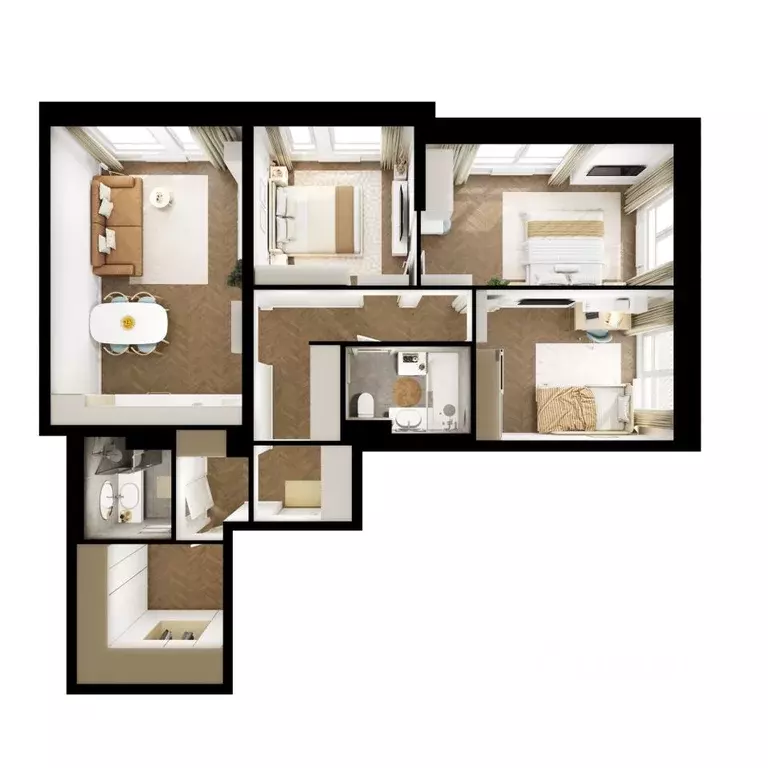 3-к кв. Московская область, Мытищи Яуза Парк жилой комплекс, к12 (85.4 ... - Фото 2