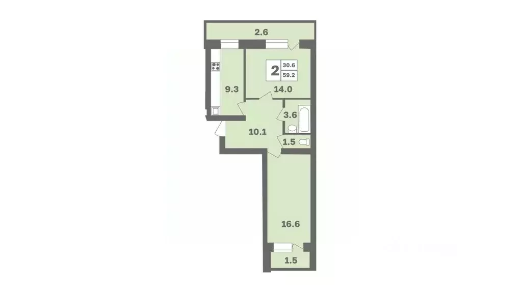 2-к кв. Башкортостан, Уфа Дагестанская ул., лит11 (59.2 м) - Фото 0