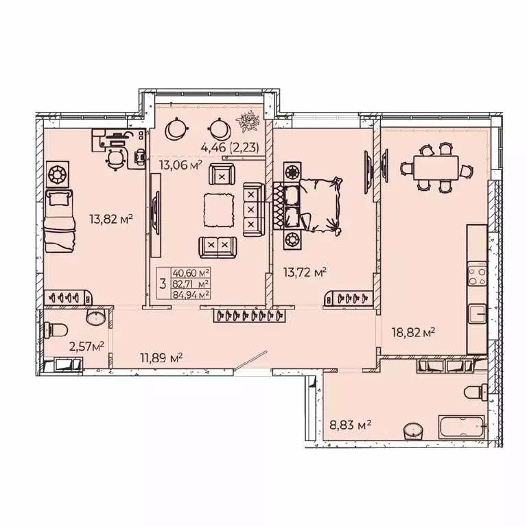 3-к кв. Ростовская область, Ростов-на-Дону Школьная ул., 17а (84.94 м) - Фото 0