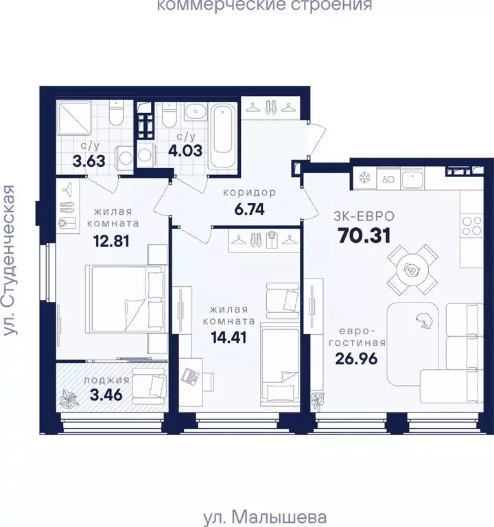 2-к кв. Свердловская область, Екатеринбург Втузгородок жилрайон, ... - Фото 0