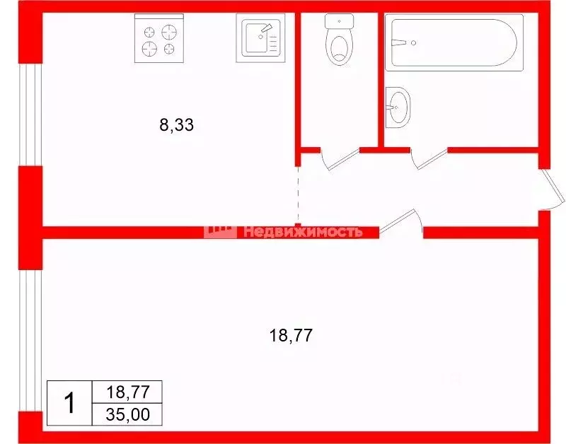 1-к кв. Санкт-Петербург ул. Верности, 6к1 (35.0 м) - Фото 2
