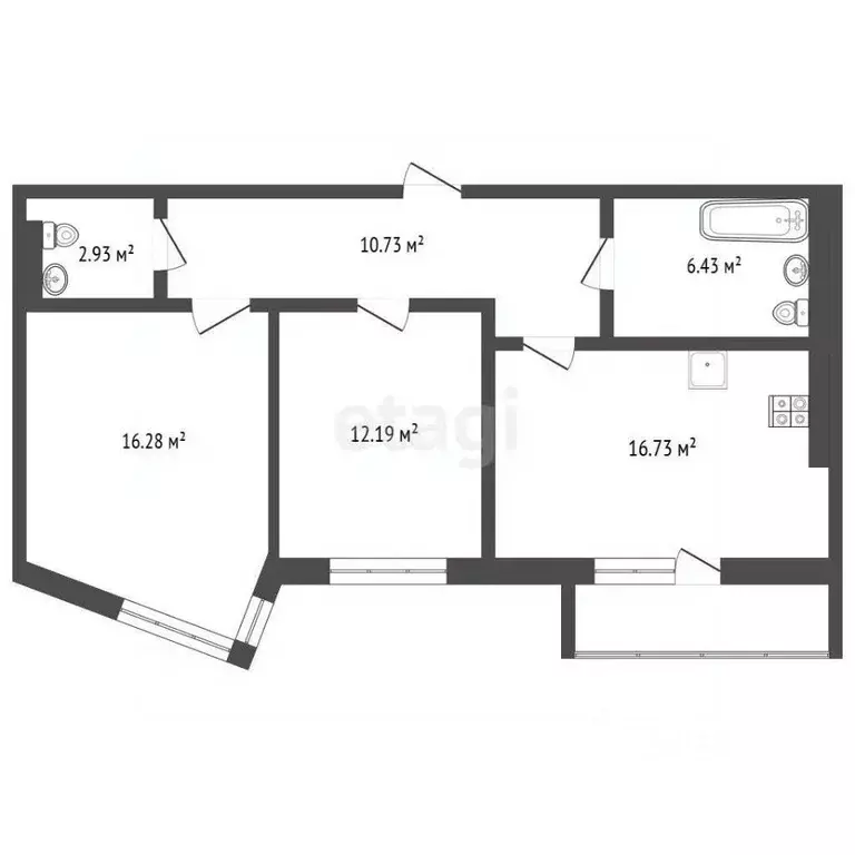 2-к кв. Самарская область, Самара Калужская ул., 11 (66.1 м) - Фото 1