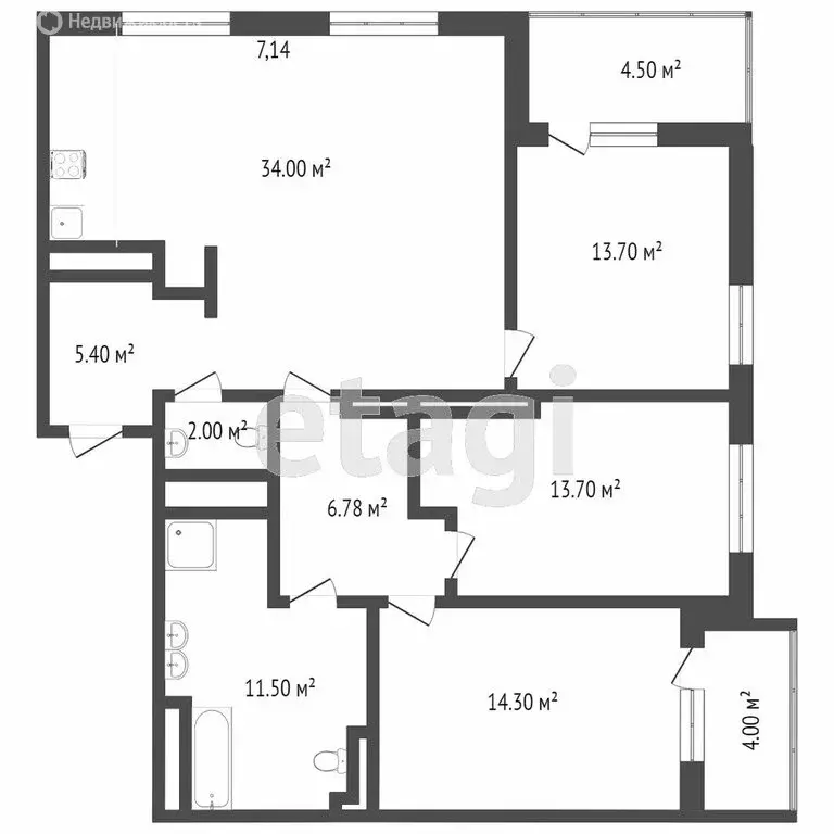 3-комнатная квартира: Тюмень, улица Михаила Сперанского, 17 (101.5 м) - Фото 1