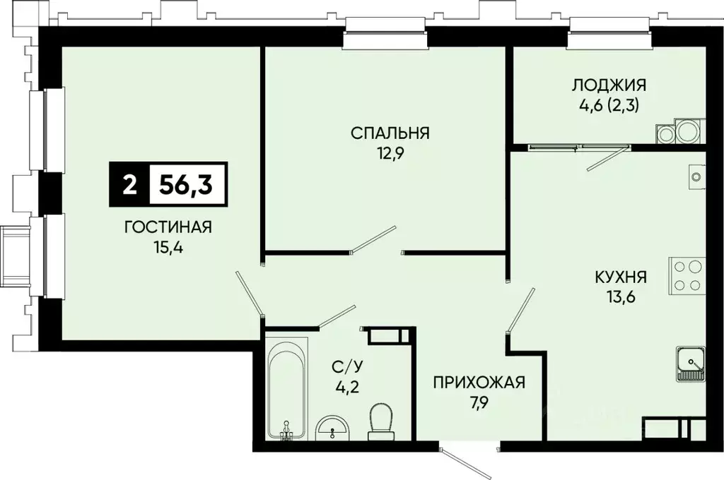 2-к кв. Ставропольский край, Кисловодск городской округ, пос. ... - Фото 0