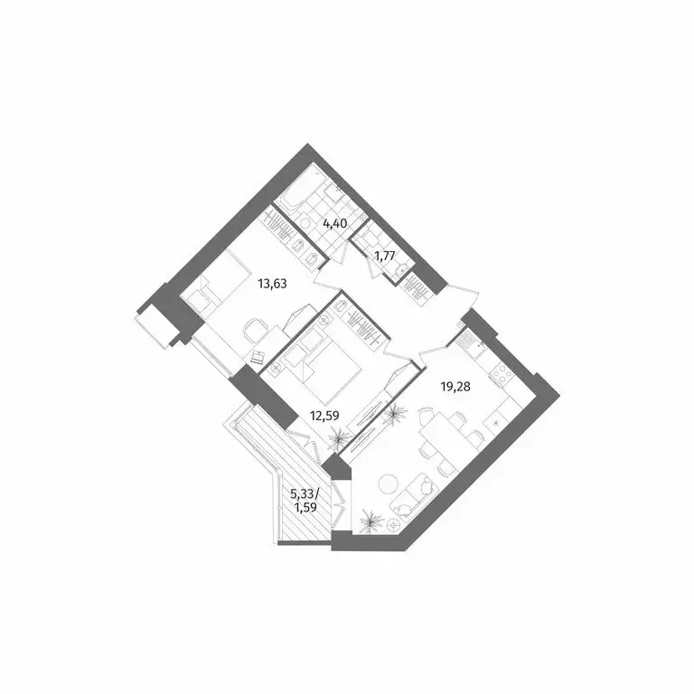 2-комнатная квартира: Санкт-Петербург, Лиственная улица, 20к2 (60.5 м) - Фото 1