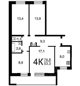 4-к кв. Крым, Евпатория просп. Победы, 60 (75.0 м) - Фото 1