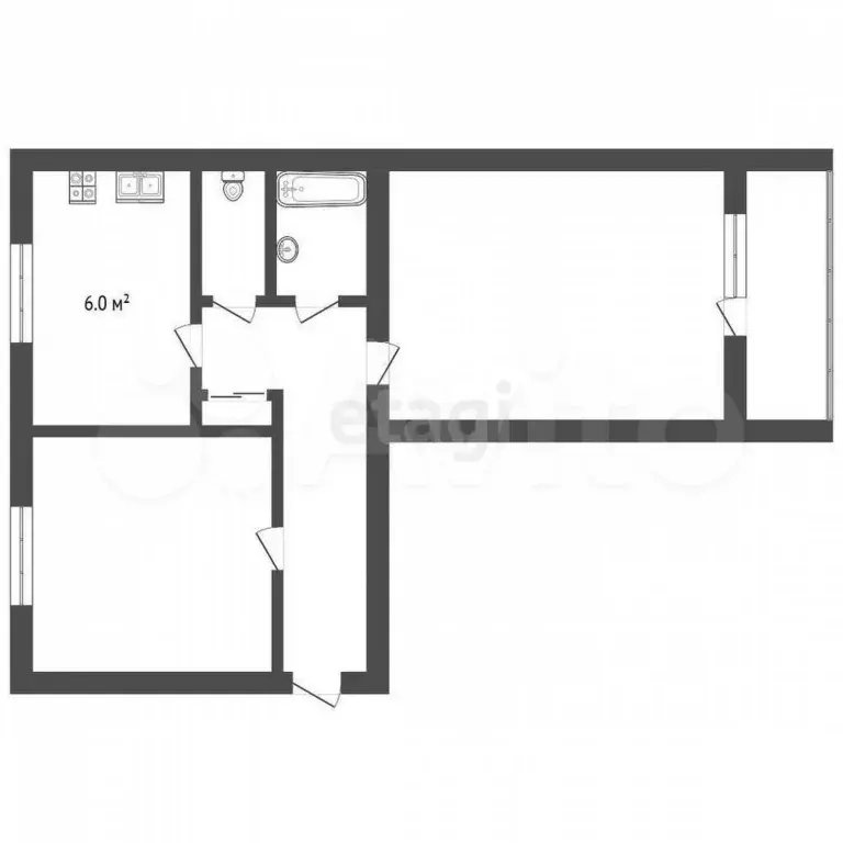2-к. квартира, 52,2 м, 3/5 эт. - Фото 1