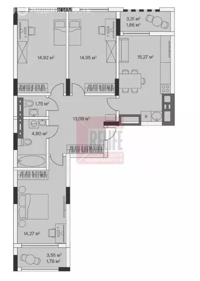 3-комнатная квартира: посёлок Малое Исаково, Первая улица, 1к2 (83.1 ... - Фото 1
