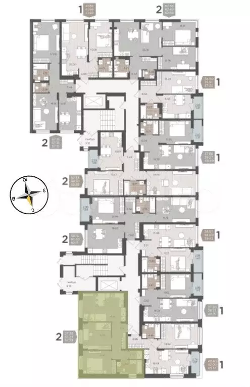 2-к. квартира, 57,2 м, 1/9 эт. - Фото 1