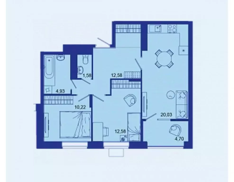 2-к кв. Брянская область, Брянск Советская ул., 124 (66.62 м) - Фото 2