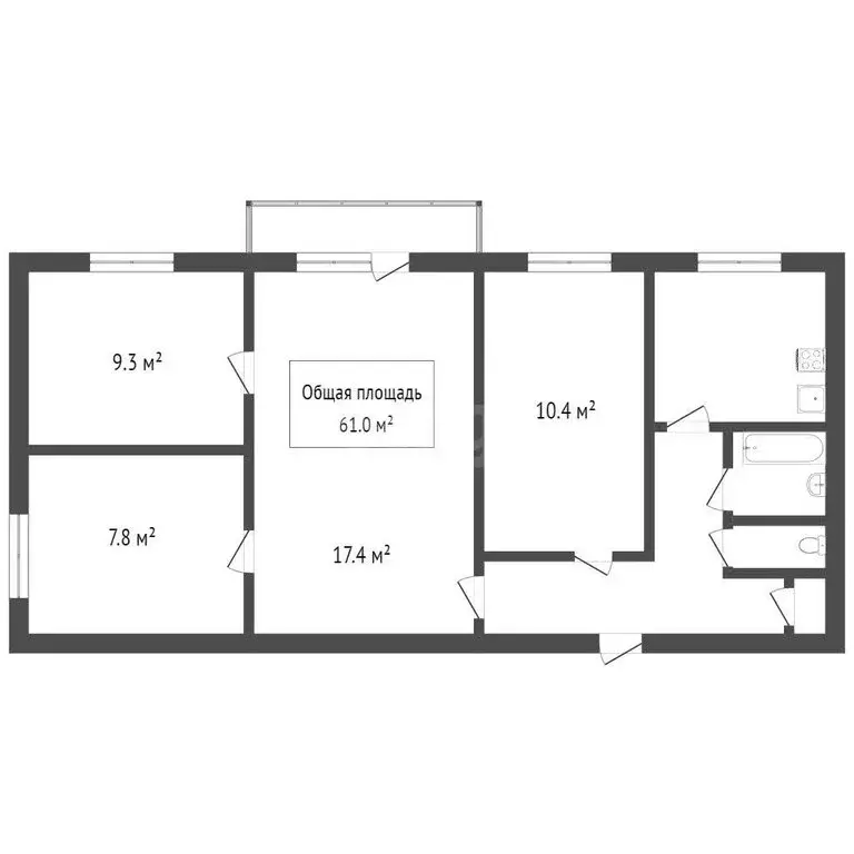 4-комнатная квартира: Новокузнецк, проспект Дружбы, 59 (61.2 м) - Фото 1