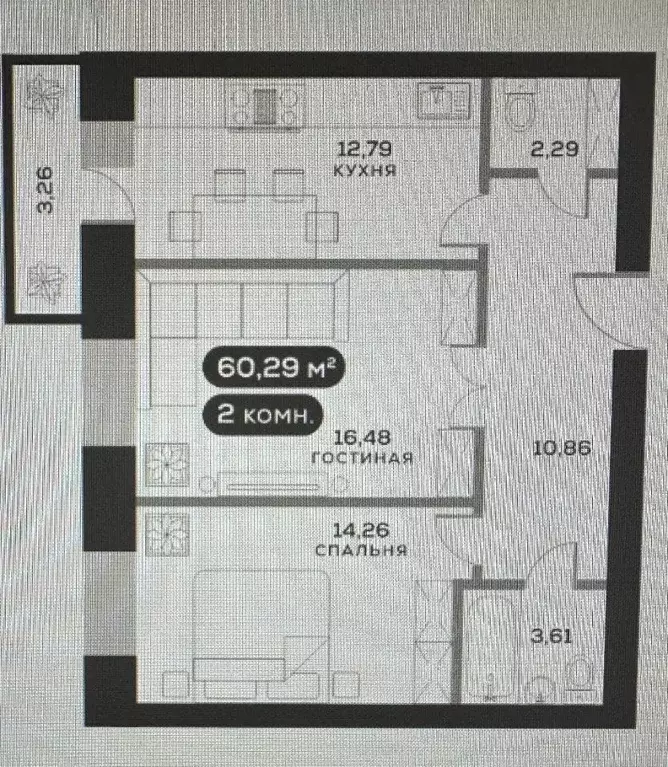 2-к кв. Красноярский край, Красноярск Сити-квартал Октябрьский жилой ... - Фото 1