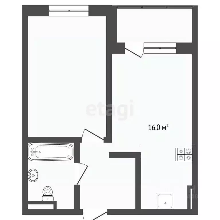 1-к кв. Тюменская область, Тюмень ул. Ю.-Р.Г. Эрвье, 34к1 (42.7 м) - Фото 1