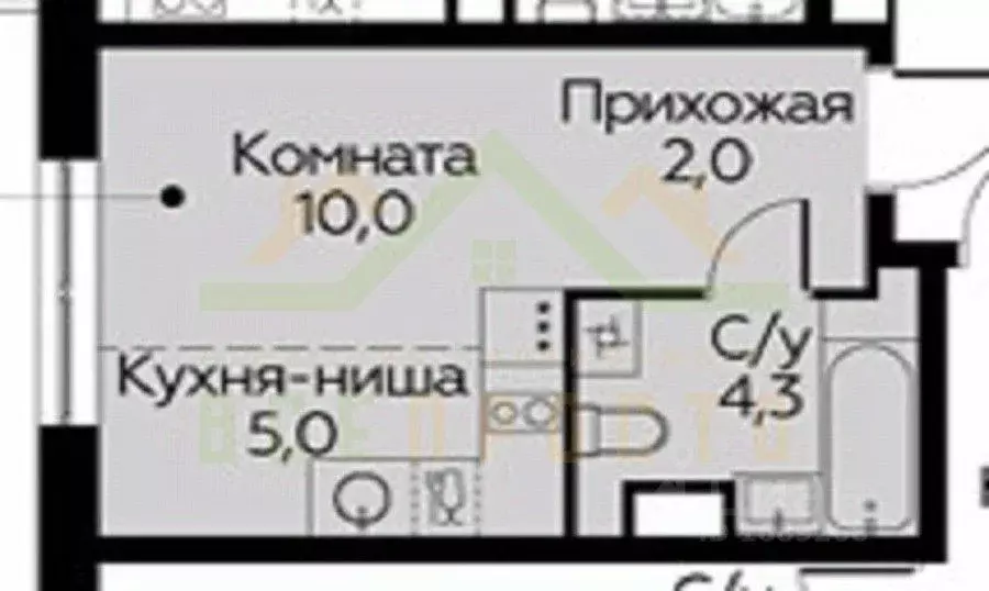 Студия Москва просп. Новосередневский, 21к3 (21.3 м) - Фото 2